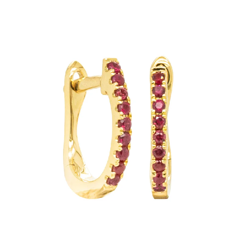 stylish large hoop earrings -18ct Yellow Gold .13ct Ruby Cosy Earrings