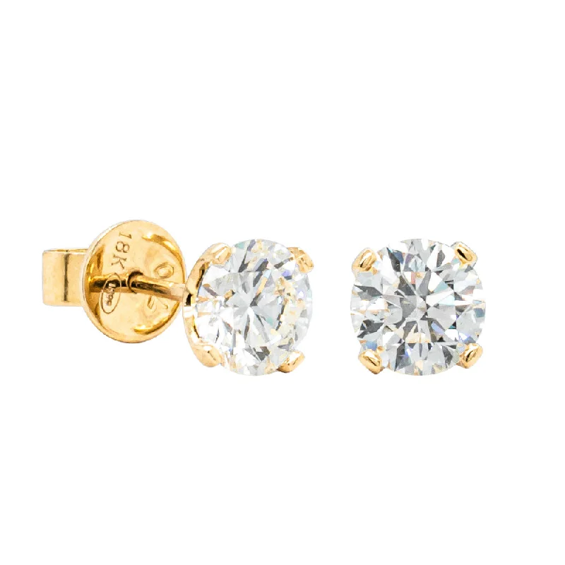 trendy statement earrings for women -18ct Yellow Gold 2.01ct Diamond Blossom Stud Earrings