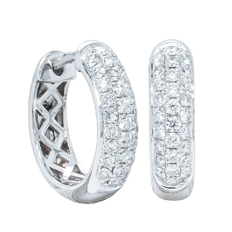 women’s large stud earrings -18ct White Gold .76ct Diamond Hoop Earrings