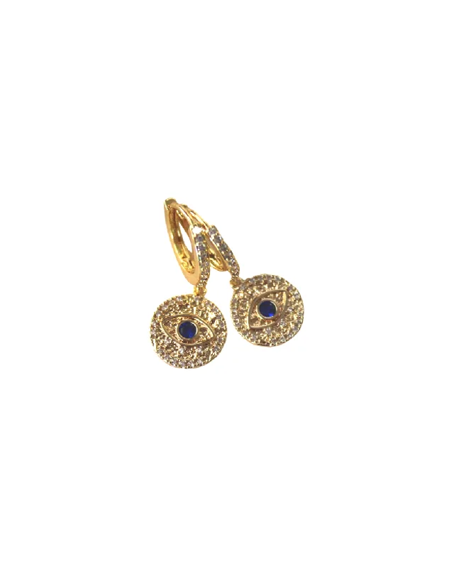 elegant gold earrings for women -Layla Gold Eye Huggie Hoops