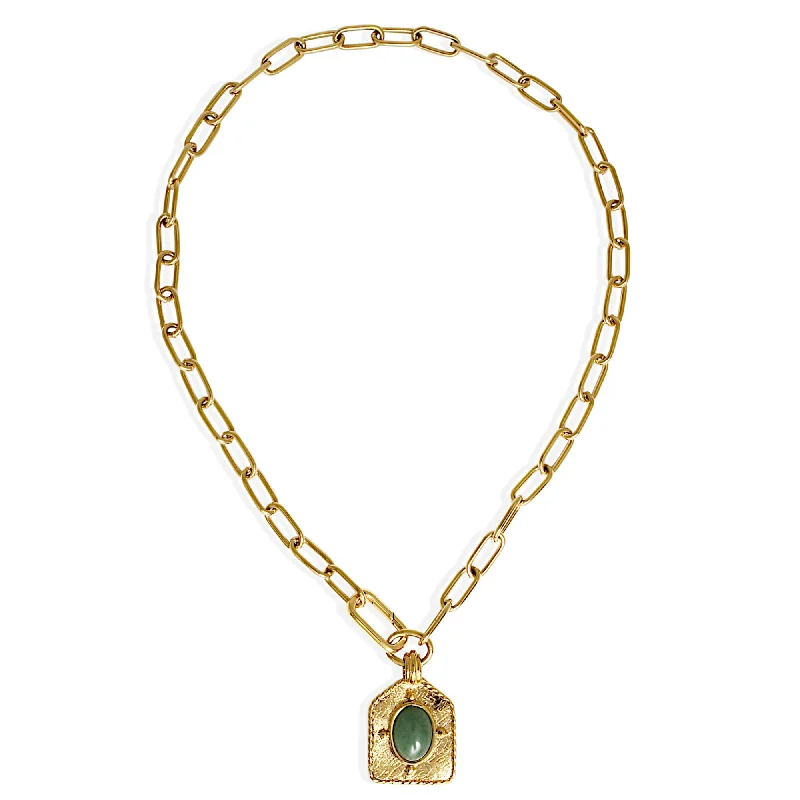 wedding gift necklaces for women -GOLDIE Necklace - Gold with Aventurine