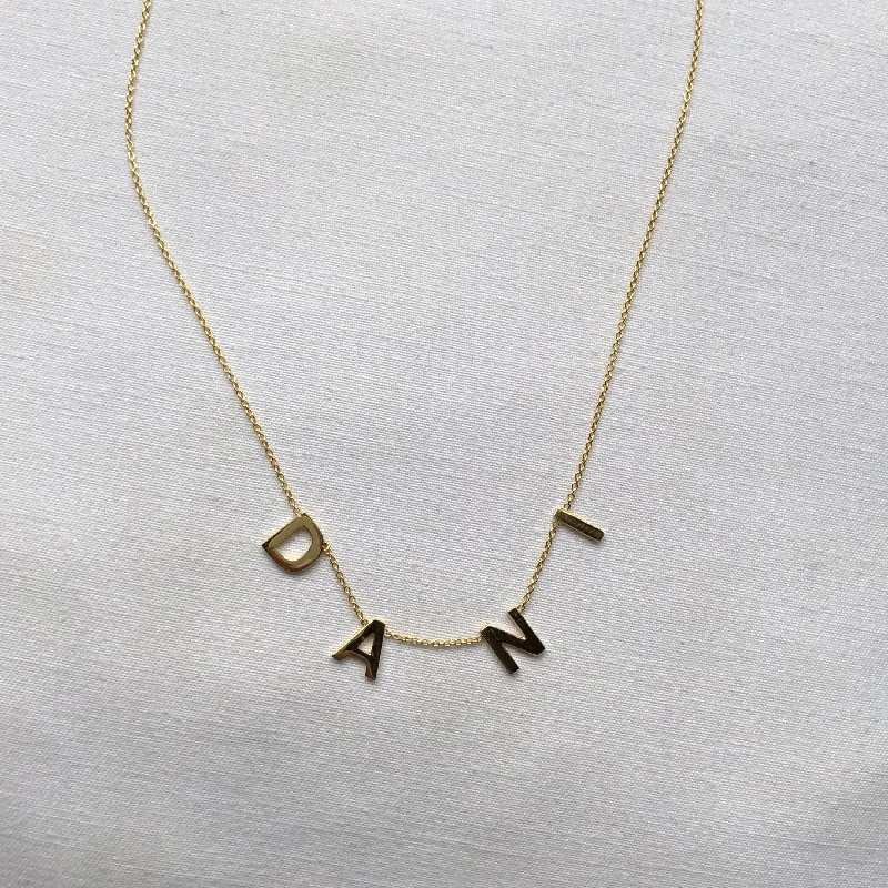 wedding day necklaces for women -Multiple Initials Necklace, Solid 18k Gold