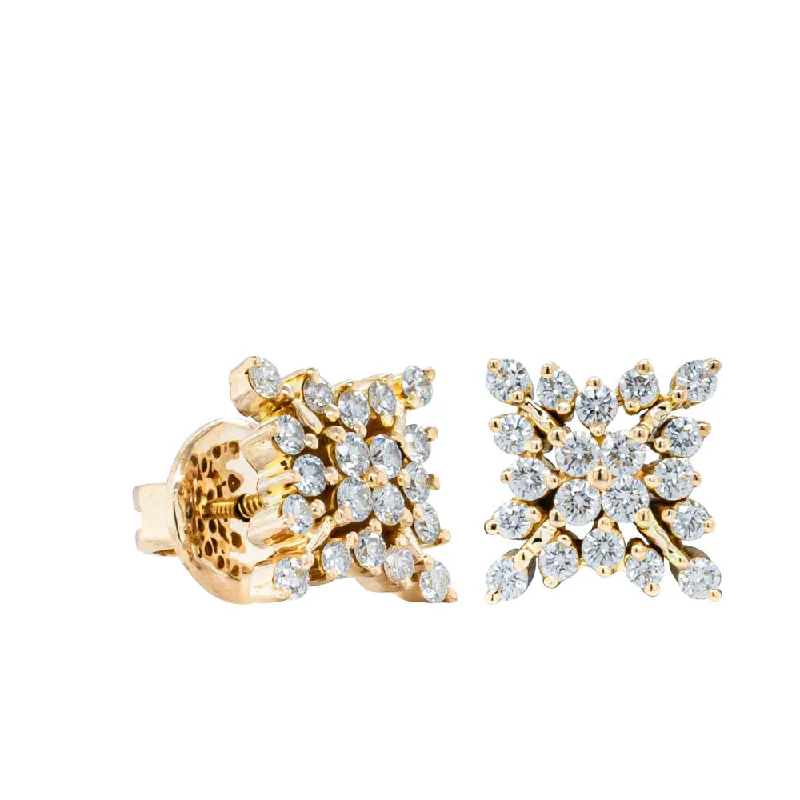 glamorous earrings for women -Deja Vu 18ct Yellow Gold 1.08ct Diamond Stud Earrings