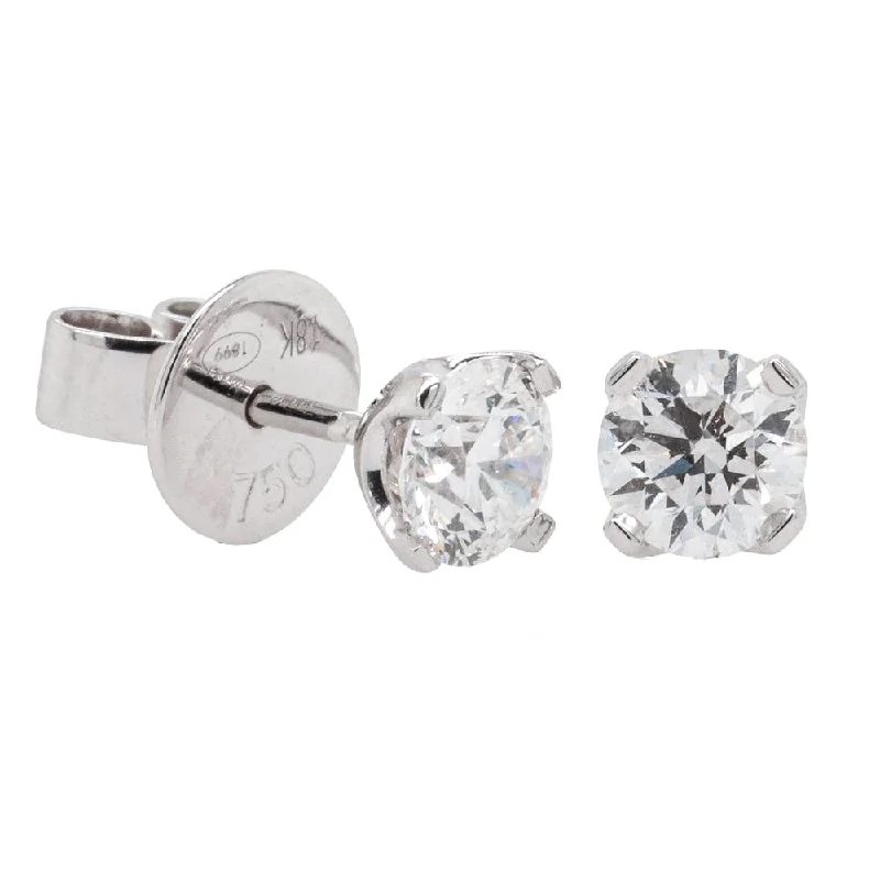 silver earrings for women -18ct White Gold 1.01ct Diamond Blossom Stud Earrings