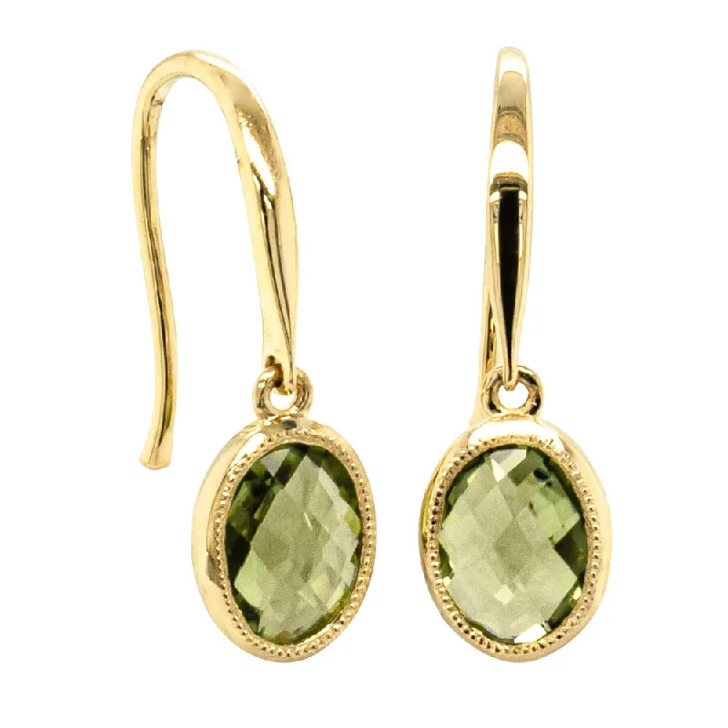 gemstone earrings for women -9ct Yellow Gold Peridot Lemongrass Earrings