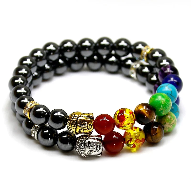 wedding bangles for women -Hematite Buddha Charm Bracelet