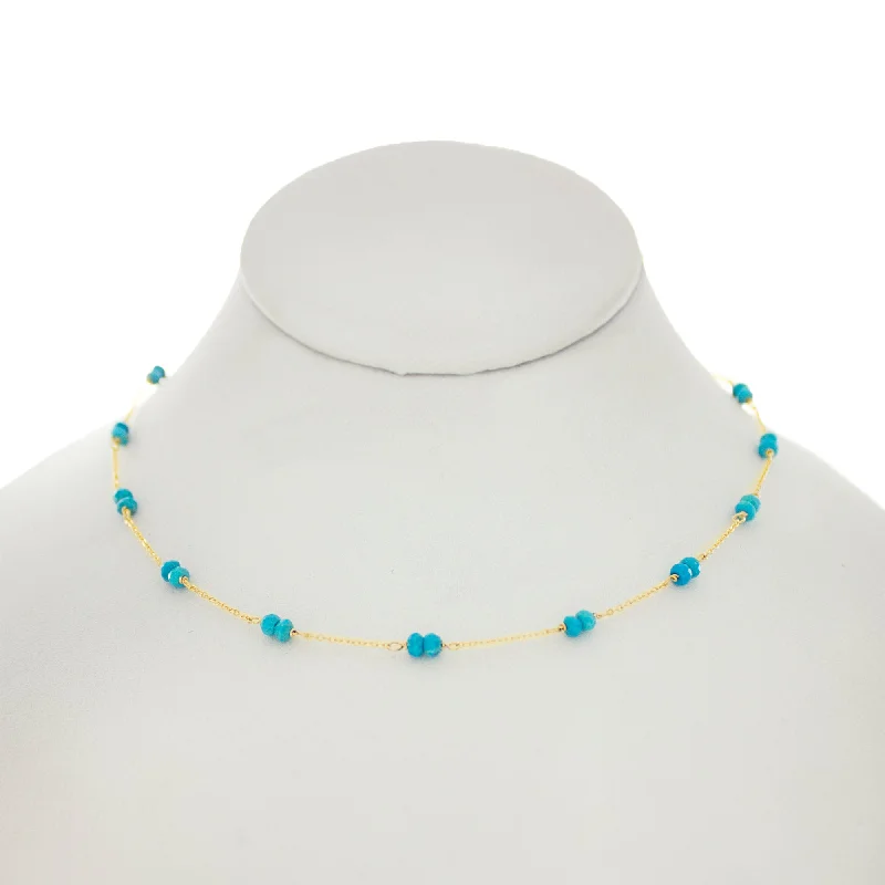 heart-shaped necklaces for women -Arizona Blue - Turquoise Gems Between Chains Necklace