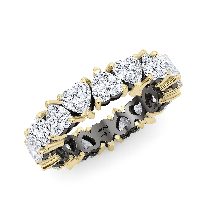 silver rings for women -Mixed Metal Heart Shape Eternity Band