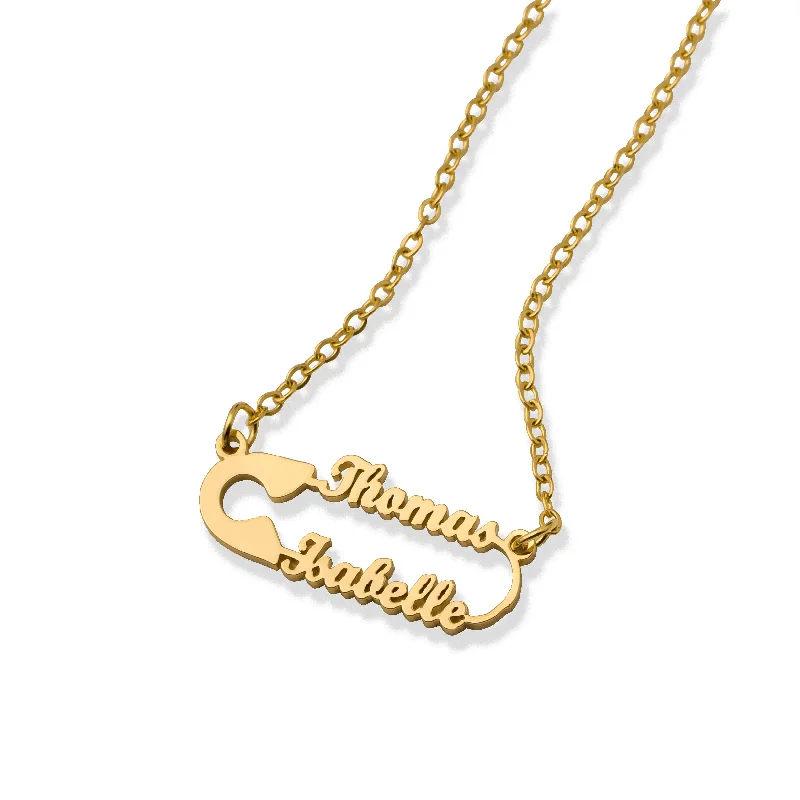 gold necklaces for women -Safety pin necklace gold