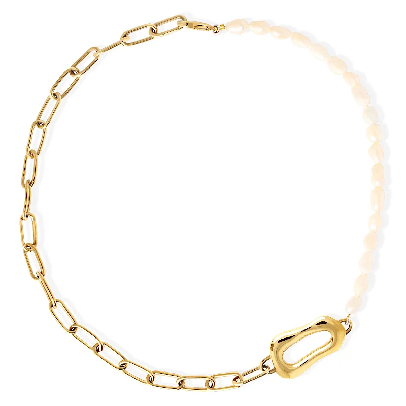 elegant necklaces for women -RIVER Necklace - Gold & Pearls