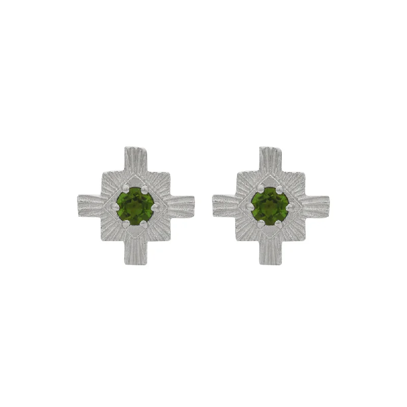 silver earrings for women -Zoe & Morgan Inka Earrings - Sterling Silver & Chrome Diopside