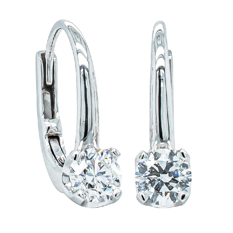 gemstone stud earrings -18ct White Gold .60ct Diamond Blossom Hook Earrings