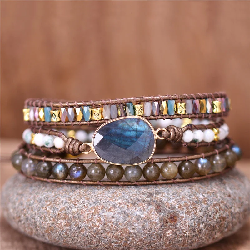 antique bangles for women -Inner Magical Labradorite Wrap Bracelet