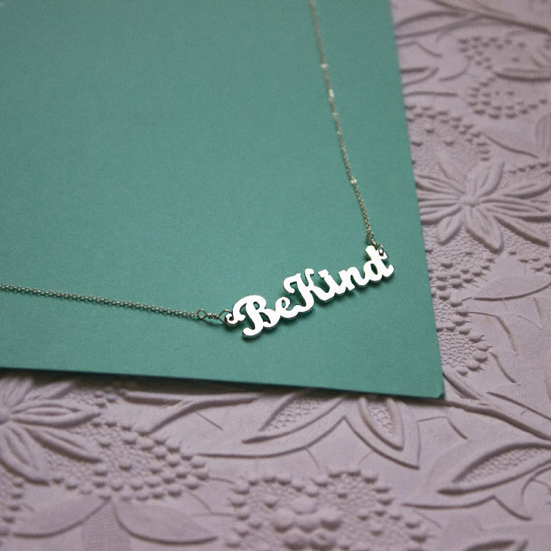 vintage necklaces for women -Be Kind Nameplate Necklace