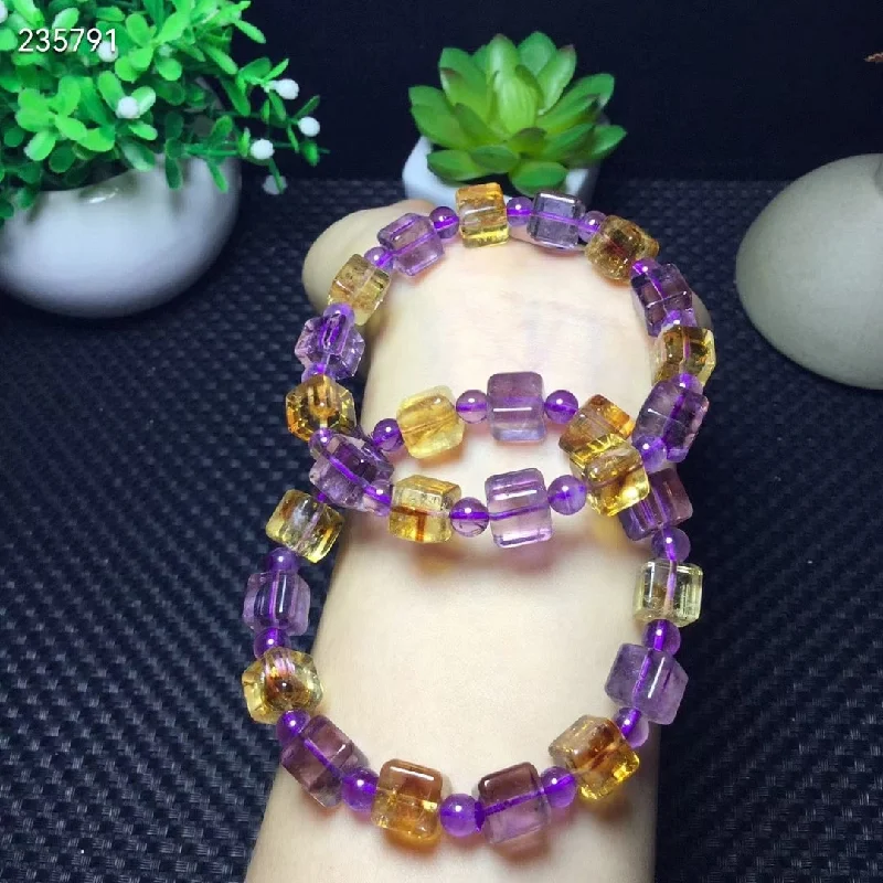 wedding bangles for women -Ametrine Cube Beads Bracelet