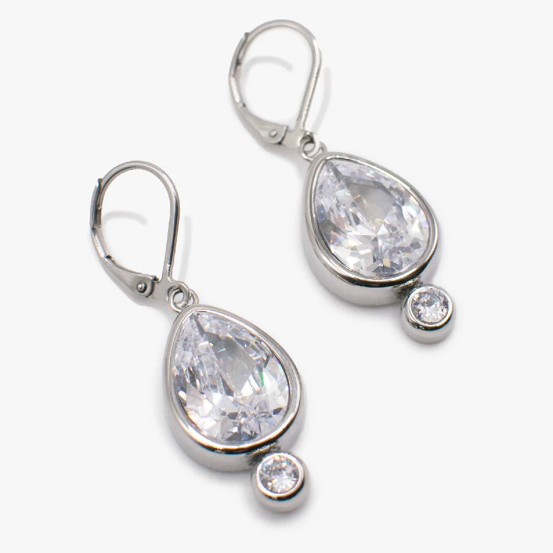 women’s sterling silver earrings -Crystal Drop Earrings