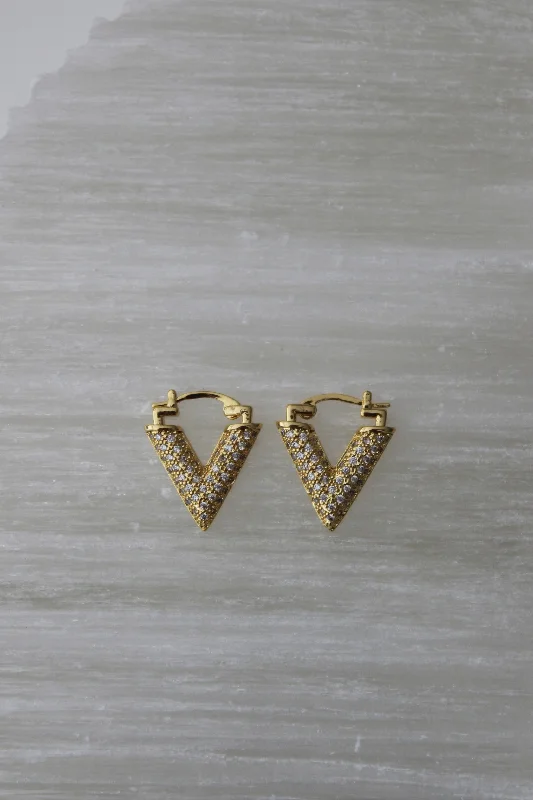 chic gold earrings -V Hoop Earrings