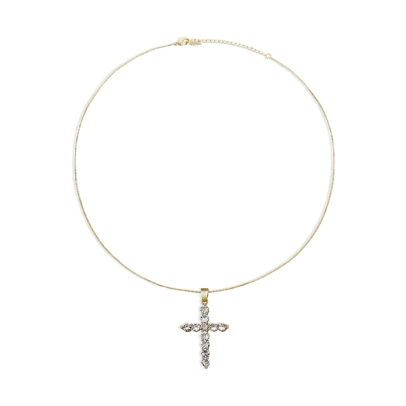 personalized necklaces for women -THE PAVE' SMALL ROUND STONE CROSS PENDANT NECKLACE