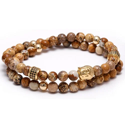 crystal bangles for women -Grounding Stone Buddha Double Wrap Bracelet