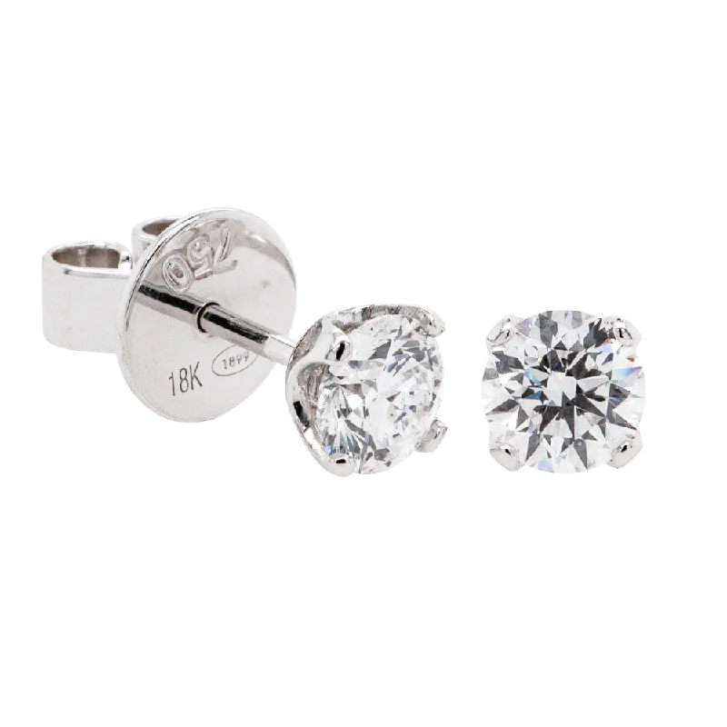 silver dangling earrings -18ct White Gold 1.00ct Diamond Blossom Stud Earrings