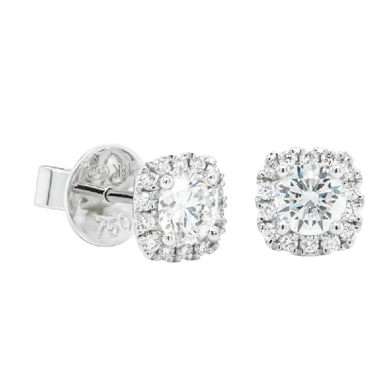 handmade earrings for women -18ct White Gold .80ct Diamond Peony Stud Earrings