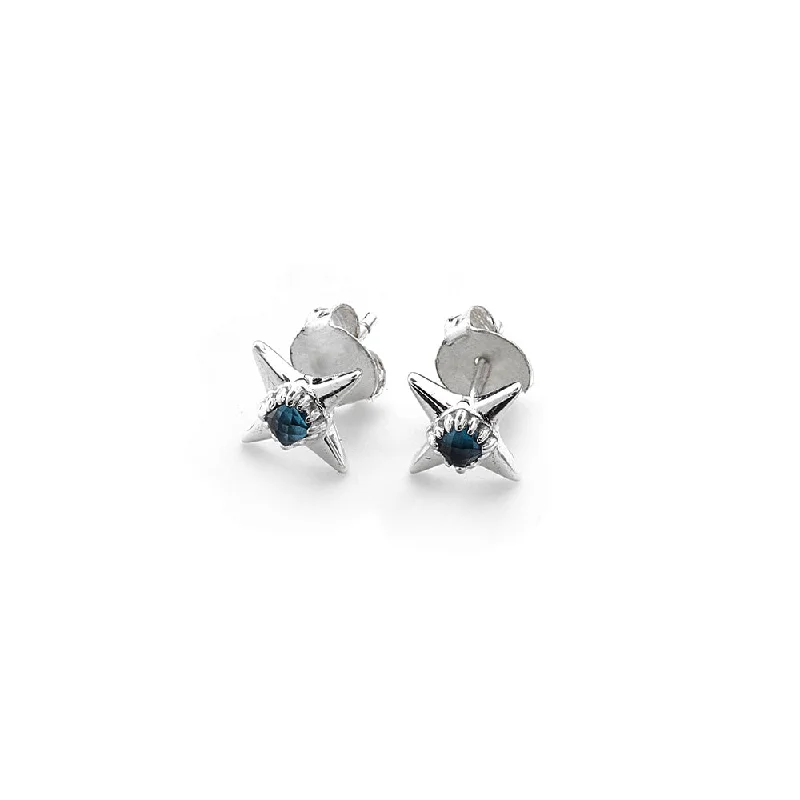 dangling earrings for women -Stolen Girlfriends Club Ninja Star Stud Earrings - Sterling Silver & London Topaz