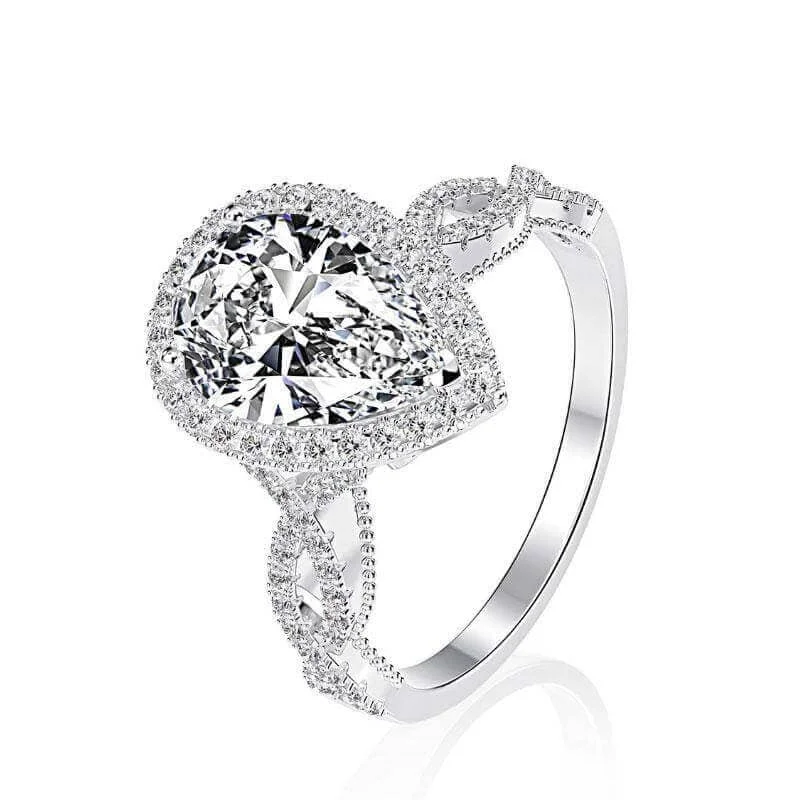 classic engagement rings for women -Vintage Twist Halo Pear Cut Engagement Ring