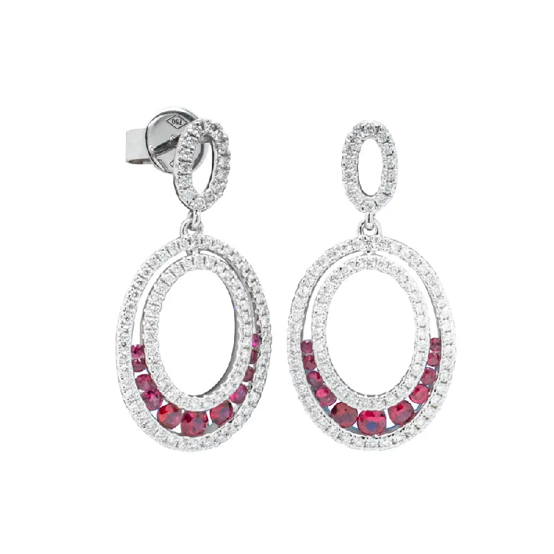 statement earrings with pearls -18ct White Gold .50ct Ruby & Diamond Drop Earrings