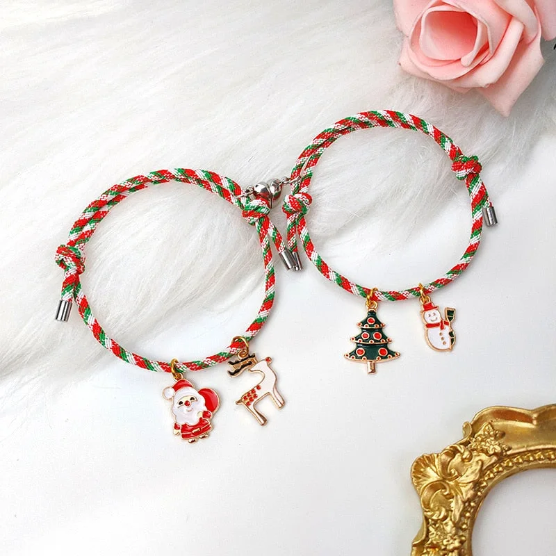 engraved bracelets for women -Christmas Couple Magnet Bracelet