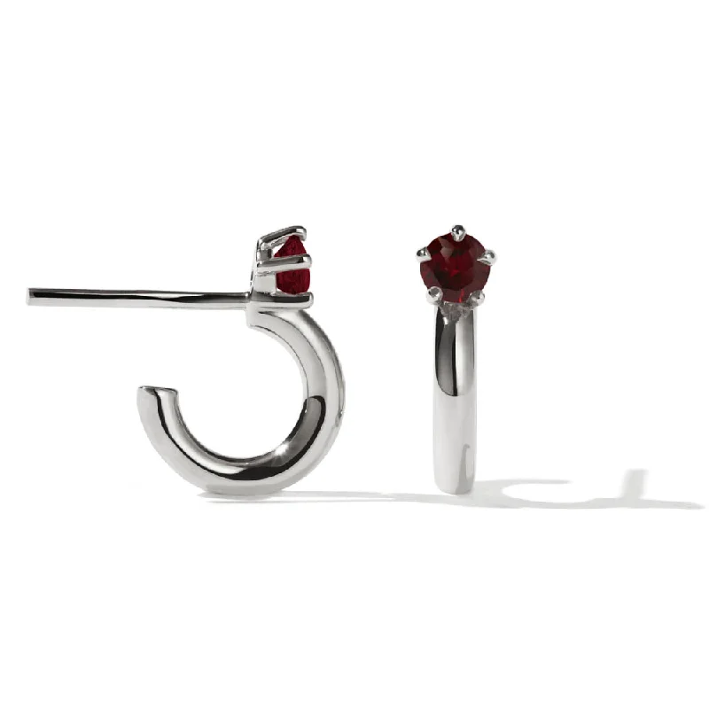 women’s ear cuff earrings -Meadowlark Bisous Hoop Earrings - Sterling Silver & Garnet