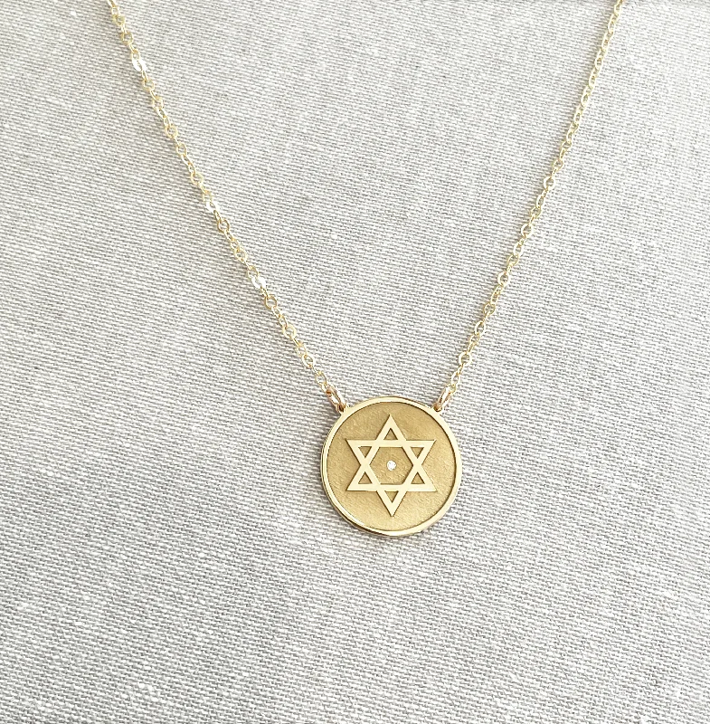 women’s engagement necklaces -Dalit Star of David Diamond Necklace