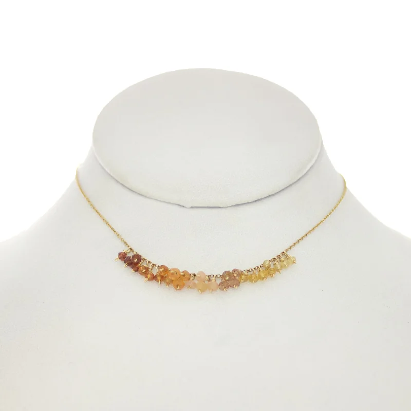 cute necklaces for women -Sandalwood - Various Garnets, Citrine, Peach Moonstone  Dangle Necklace