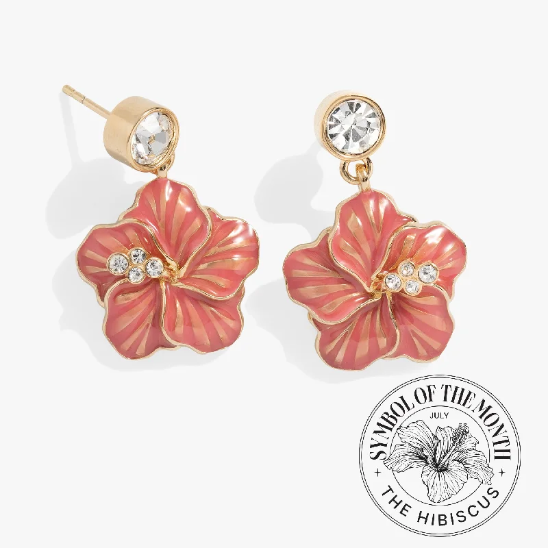 luxury earrings sets -Hibiscus Drop Earrings