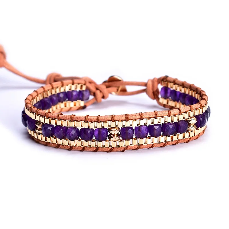 simple bangles for women -Amethyst Angel Wrap Bracelet