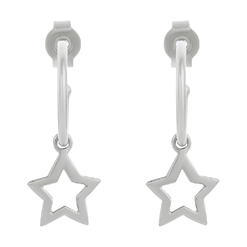 fancy earrings for women -Karen Walker Star Hoop Earrings - Sterling Silver