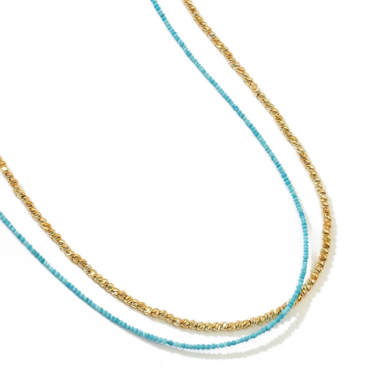 women’s sparkling necklaces -Layered Gem Necklace in Blue Azure