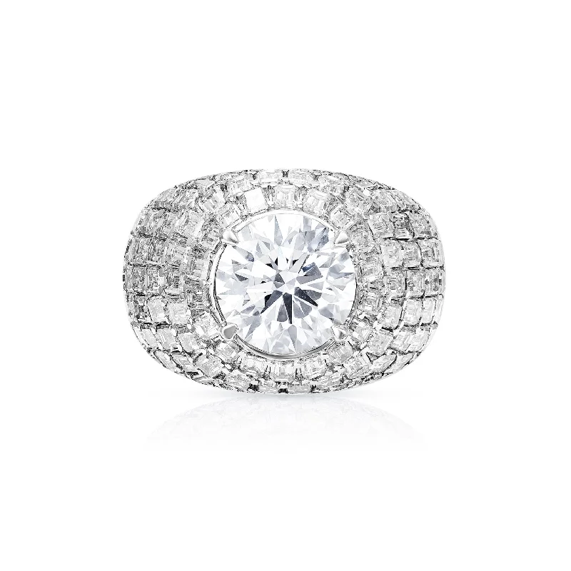 beautiful rings for women -Latice 17 Carat G VS1 Round Brilliant Chandelier Ring in 14k White Gold Men’s Diamond Ring