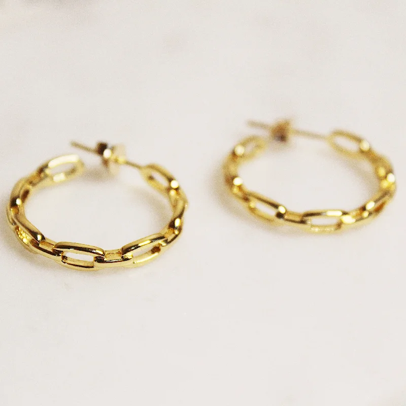 large hoop earrings -Link Chain Hoops