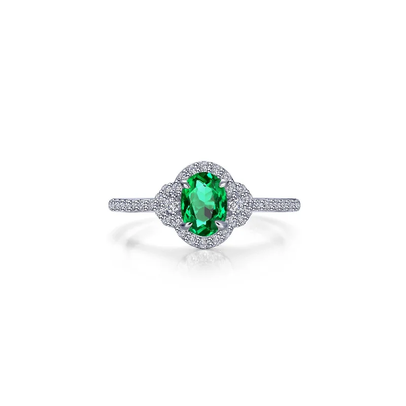 gold engagement rings for women -Lafonn Classic Oval Emerald Ring R0538CEP