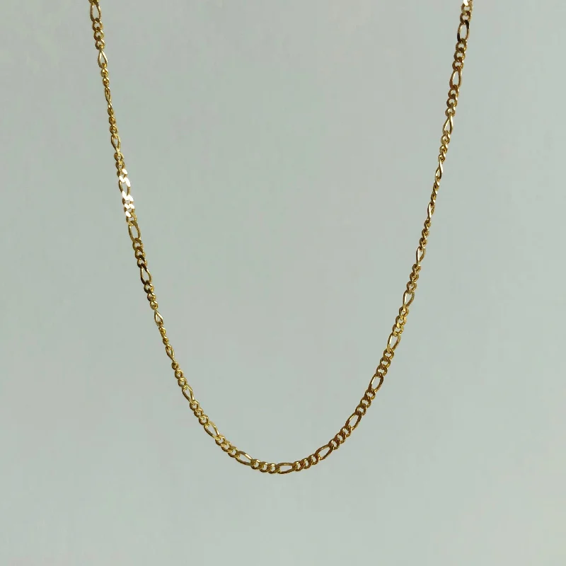 modern necklaces for women -Everyday Thin Figaro Chain Necklace / Bracelet, Solid 14k Gold