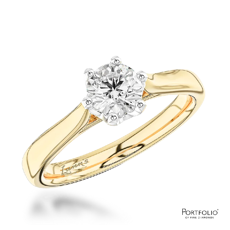 beautiful rings for women -Solitaire 0.40ct E SI1 Diamond Platinum/Yellow Ring