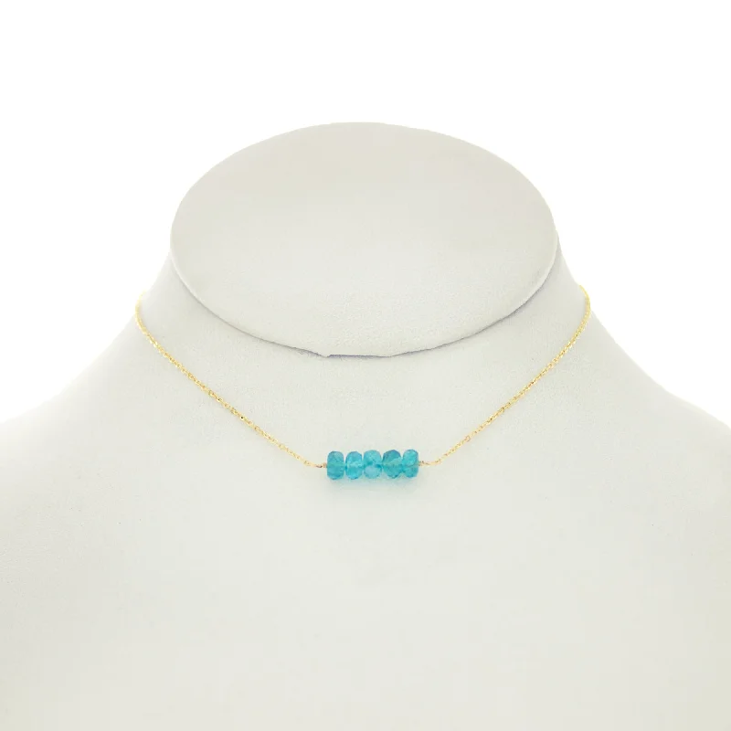 statement pendant necklaces for women -Peacock Blue Apatite Bar Necklace