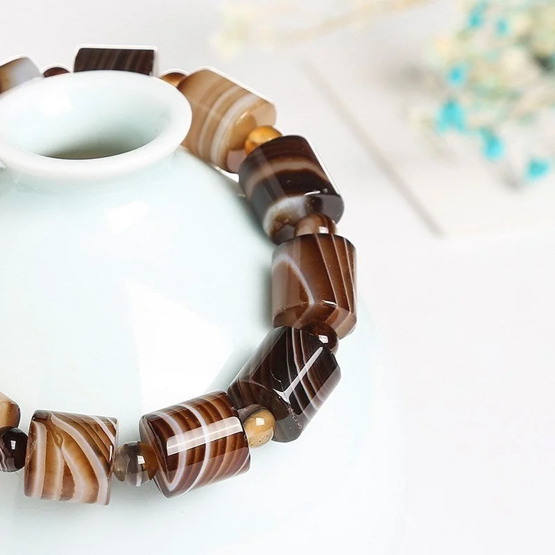 cuff bangles for women -Javaphile Lace Agate Bracelets