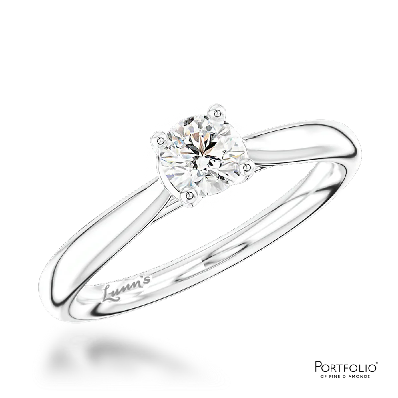 silver rings for women -Solitaire 0.20ct F VS Diamond Platinum Ring