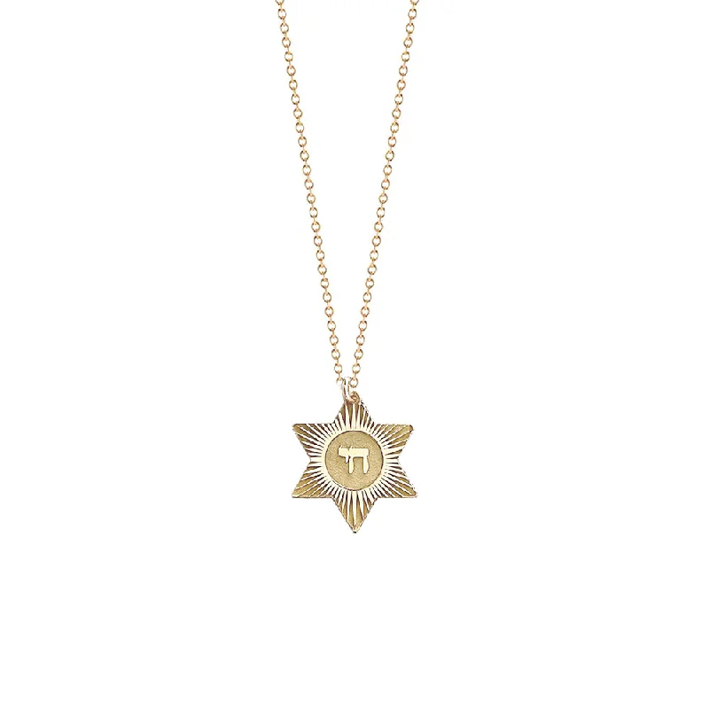 large statement necklaces for women -Chai Star of David Necklace