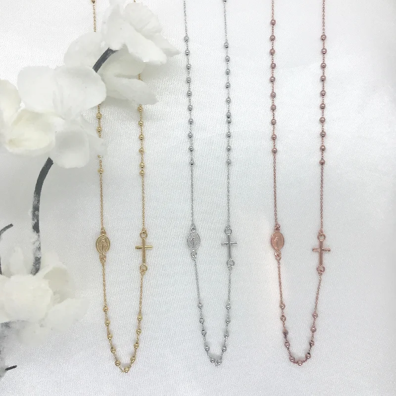 unique necklaces for women -14k Gold Sideways Rosary Necklace