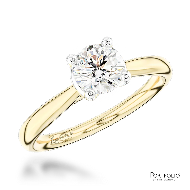 women’s engagement rings sets -Solitaire 0.90ct F VS2 Diamond Yellow Gold/Platinum Ring