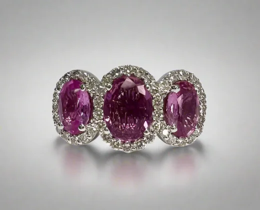 luxury rings for engagement -Mariana 2.71 Carats Pink Sapphire Oval Cut Gemstone Ring in 18k White Gold By Mike Nekta NYC