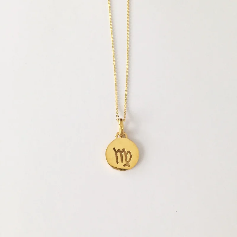 lucky charm necklaces for women -Virgo Necklace, Solid Gold