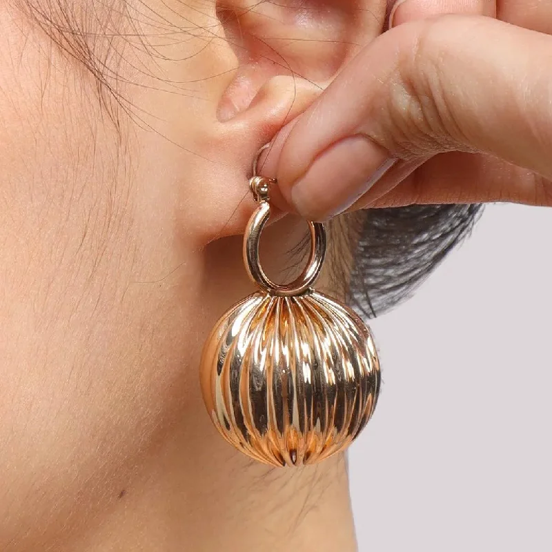 women’s earrings -TFC Vortex Bold Bead Gold Plated Hoop Earrings